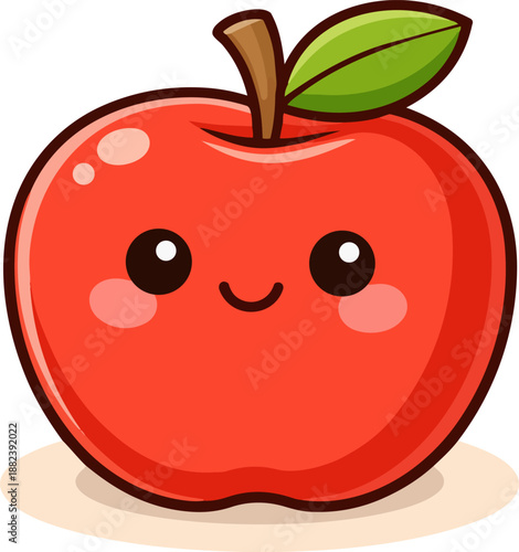 Wallpaper Mural Cute kawaii illustration of a smiling apple in simple cartoon style. The illustration symbolizes fresh fruit, healthy nutrition, and natural food concepts. Torontodigital.ca