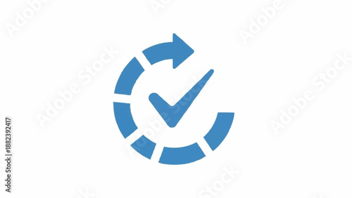 Blue Checkmark Loading Progress Circle Icon.