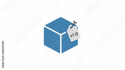 Blue Cube with Price Tag Attached.