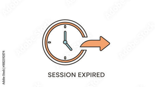Illustration of a clock with an arrow indicating session expiry