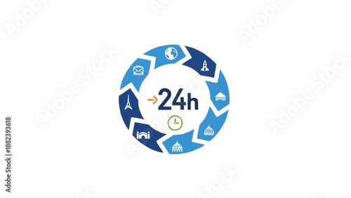 24 hour clock icon design.