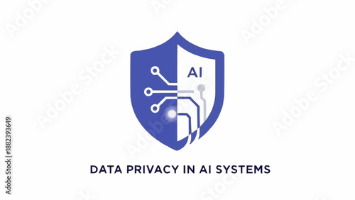 AI data privacy security shield logo.