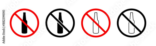 No alcohol sign icon set