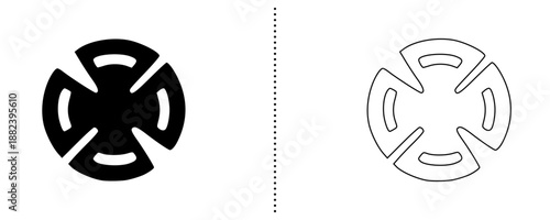 Loading and progress process icons showing system activity, rotation and continuous operation in solid and outline vector style for web, app and UI design