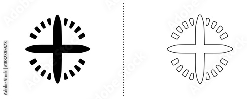 Medical cross icon in circular dotted shape, healthcare hospital symbol vector, plus sign logo, first aid emergency sign, solid and outline style isolated on white background