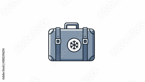 Gray Suitcase with Locks and Handle.