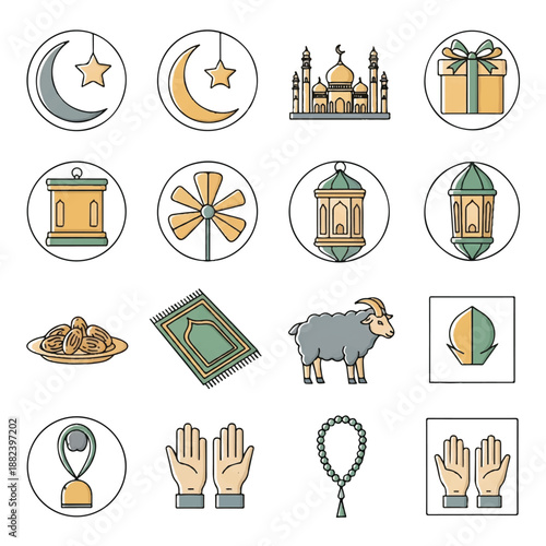 Islamic Symbols and Icons Set Illustration 23.