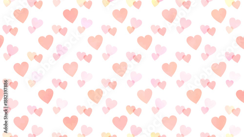 水彩風の淡いピンク色のハート背景イラスト