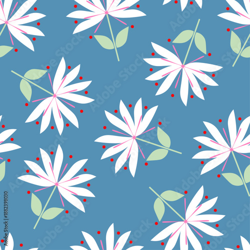 Botanical night garden vector design with stylized flowers