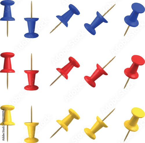 set of colored push pins