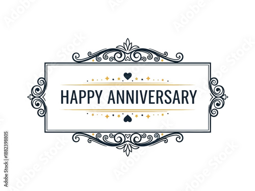 Happy Anniversary Decorative Border with Sparkles and Stars