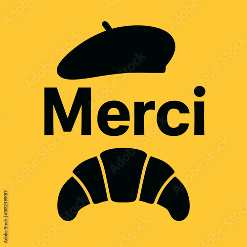 Thank you card for French teacher with beret and croissant