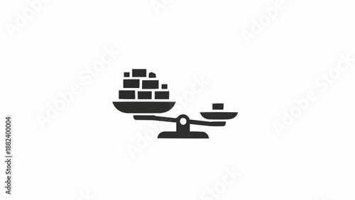 Simple Black Scales Weighing Cubes Illustration.