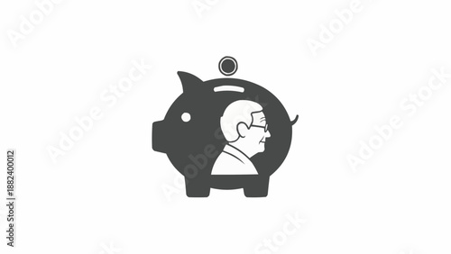 Man Profile Inside Piggy Bank Silhouette.