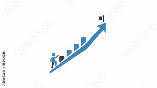 Person Climbing Graph with Arrow Upwards.