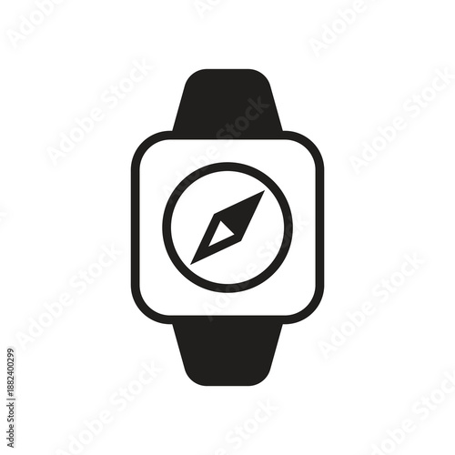 Smartwatch navigation compass solid glyph icon