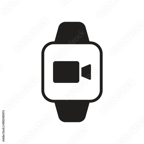 Smartwatch video camera record solid icon