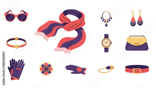 Stylish Women Accessories Collection: Purse Jewelry Scarf and More - Fashion Still Life