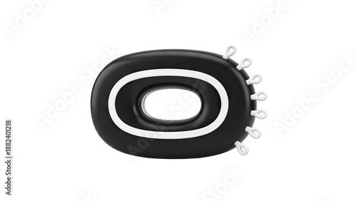 3D Render of Letter O with White Loops on a White Background