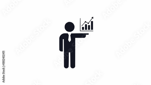 Businessman presenting data chart graph.