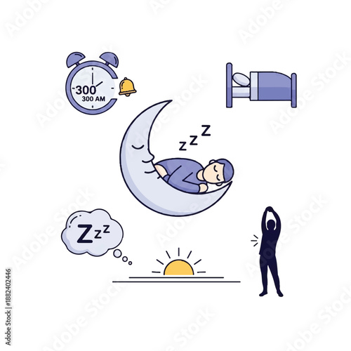 Person Sleeping Peacefully on Crescent Moon.