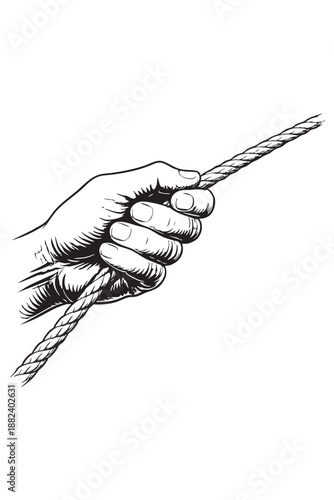 Hand pulling rope tension effort perseverance concept