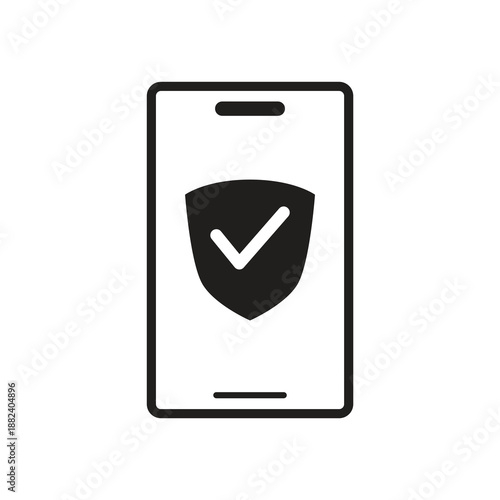 Verified check mark shield solid icon