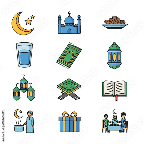 Islamic Symbols and Icons Set Illustration 19.