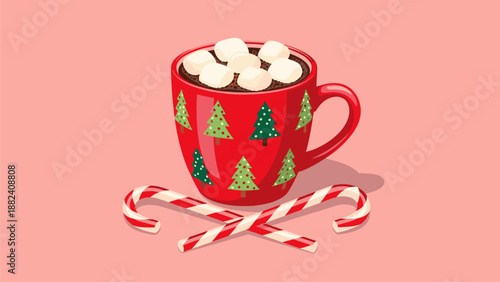 Festive Hot Chocolate with Marshmallows & Candy Canes