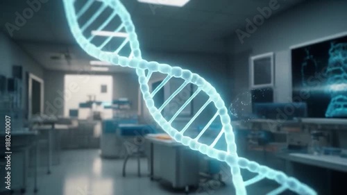 DNA helix in a modern laboratory, science and technology concept.