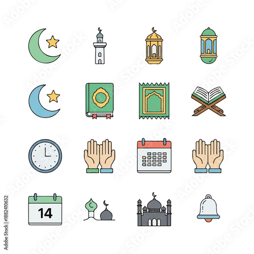 Islamic Symbols and Icons Set Illustration 17.