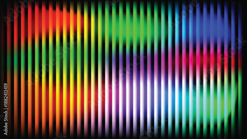 Abstract Rainbow Vertical Stripe Background with Vibrant Neon Light Effects