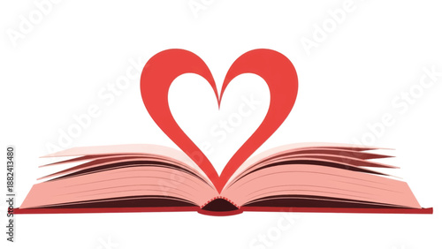 Loving Reflection: An Open Book Embraced by Hearts and Pages.