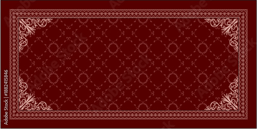 Luxury vintage ornamental frame pattern with elegant floral border and classic geometric background for textile scarf and decorative design
