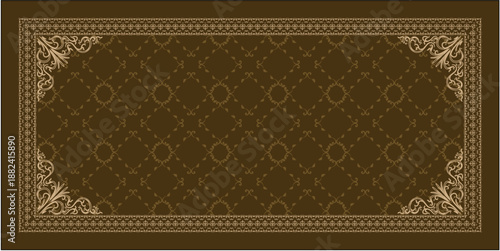Luxury vintage ornamental frame pattern with elegant floral border and classic geometric background for textile scarf and decorative design