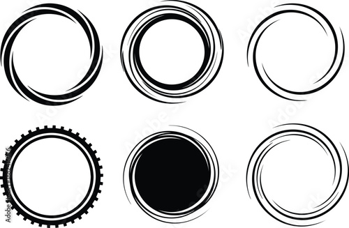 Swirl and Gear Circular Frames Vector Set