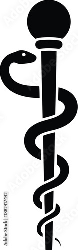Rod of asclepius: iconic medical symbol for healthcare, pharmacy, and health services