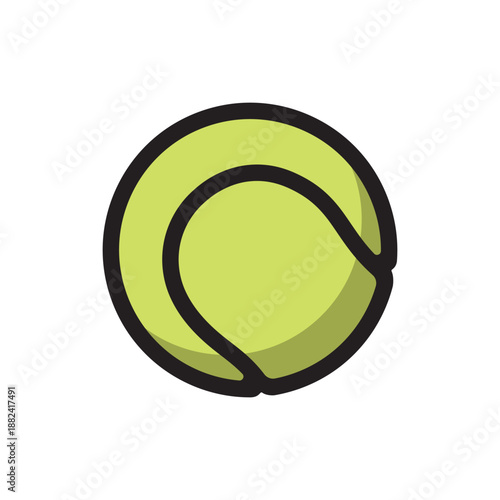 Green tennis ball icon isolated flat style design.