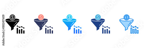 Sales Funnel Consistent and versatile vector icons illustrating essential concepts in various styles