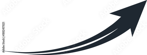 A black silhouette arrow pointing upwards in a dynamic curved motion