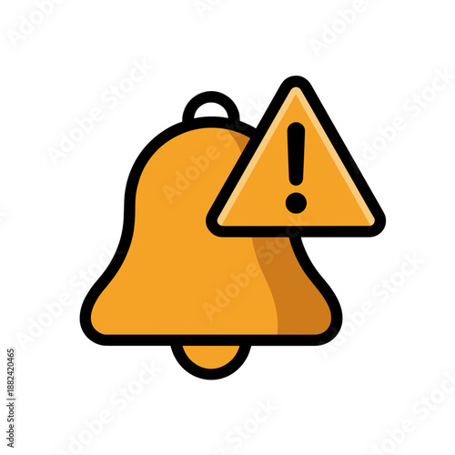 A golden bell with an orange warning triangle, indicating an important alert or critical notification.