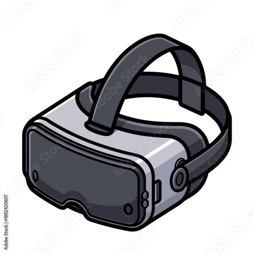 A modern virtual reality (VR) headset with a sleek design and adjustable strap is ready for immersive digital experiences.