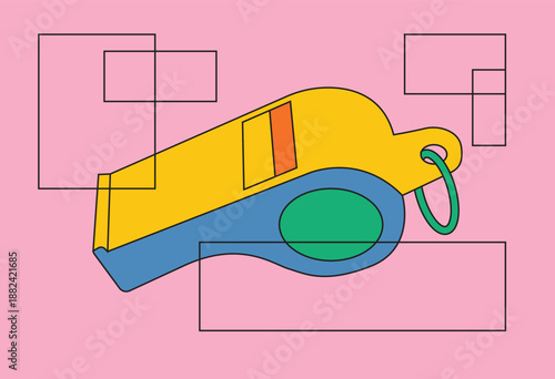 Design wall art whistle retro abstract bold vibrant