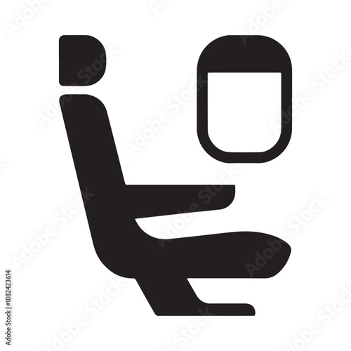 a simple black and white icon depicting a car seat showing the backrest and headrest design clearly
