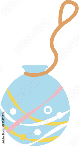 This is illustrations of water balloons and yo-yos, which are toys that are sold at Japanese festivals and fairs. light blue