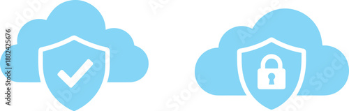 WCloud Security Protection Icons – Data Privacy and Safe Cloud Computingeb
