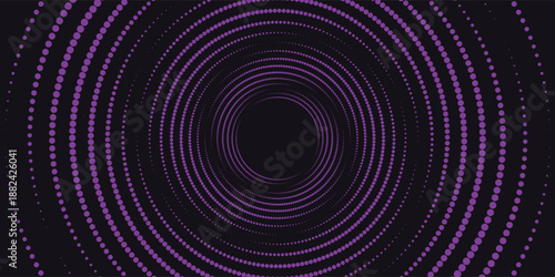 3D purple techno background. Big data visualization on dark space with dotted lines shape decoration. Modern graphic design element dots circle style concept for banner, flyer, card, cover or brochure
