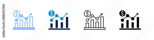 Revenue Multiple Style Icon Set Collection 