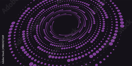 3D purple techno background. Big data visualization on dark space with dotted lines shape decoration. Modern graphic design element dots circle style concept for banner, flyer, card, cover or brochure