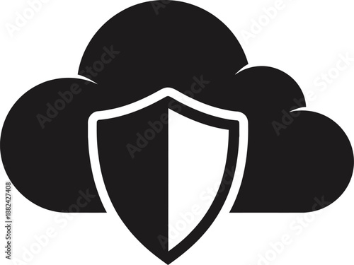 WCloud Security Shield Silhouette Icon for Data Protection Concepteb